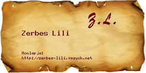 Zerbes Lili névjegykártya